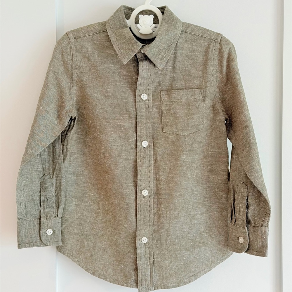Janie and Jack Olive Green Button-Down Shirt